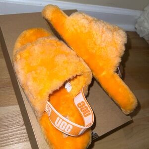 UGG Vibrant Orange Fluffy Slippers